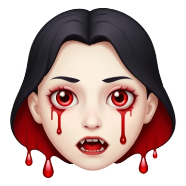 ampire face, blood drops, cute scary emoji, no background sticker
