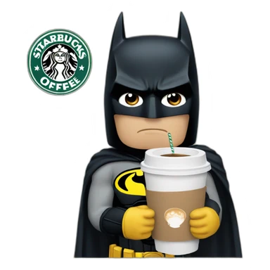 batman sad with starbucks in hand sticker