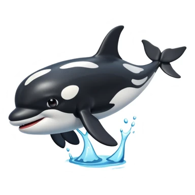 3d Cartoon orca with a tick to show when something has been completed sticker