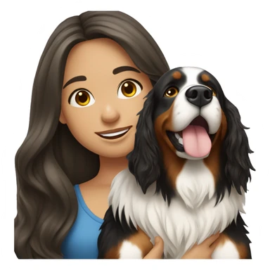 white Brunette long haired girl with bernese mountain dog sticker