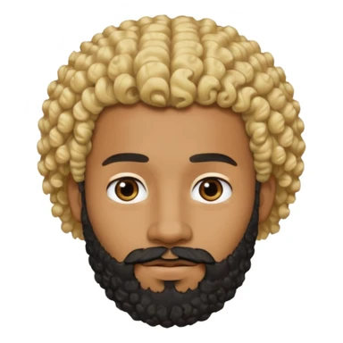 Black man with curly blonde hair and a black beard sticker