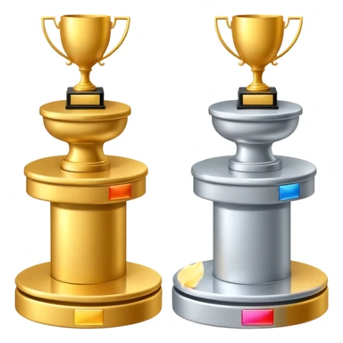 Podium with first and second place sticker