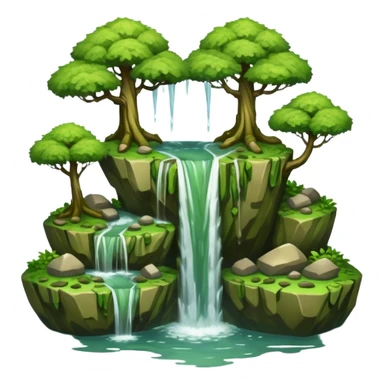 Flying Island – Floating rock with trees and waterfall sticker