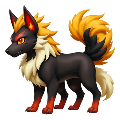 Shiny Exotic Gothic Houndoom-Arcanine-Pokémon-Fakémon-hybrid-creature sticker