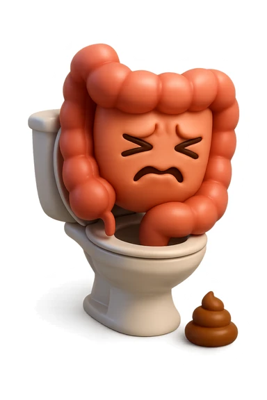 EMOJI STILE IPHONE 3D DI UN INTESTINO CHE sta seduto sul wc e davanti ha una montagnetta di feci a palline stile emoji iphone, fallo senza naso e FAGLI UN ESPRESSIONE di dolore mentre si sforza E FALLO MOLTO REALISTICO IN 3D sticker