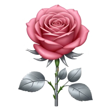 gray metal chrome rose, without green leaves, just flower sticker