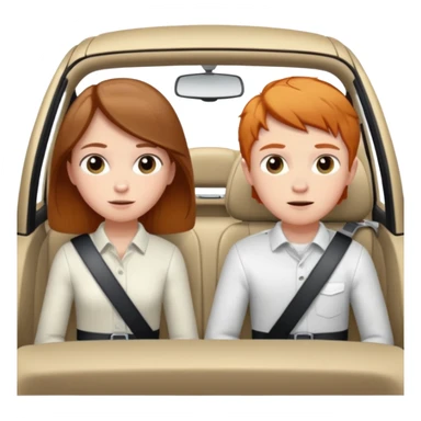 Two mouses, one girl with brunette long hair and one ginger short hair boy, boy drive a white ford focus card sticker