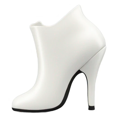 white latex mid heel shoe, direct front view sticker