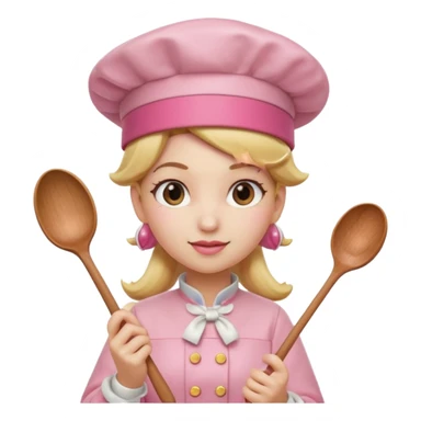 Pink chef hat princess peach with a hand and spoon sticker