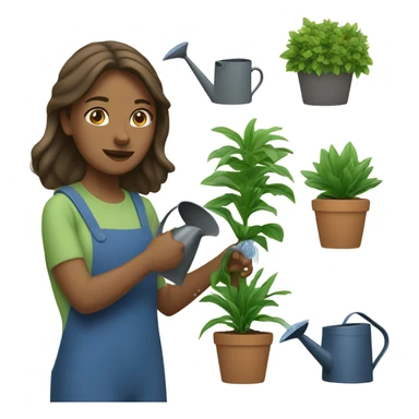 White woman watering plants  sticker