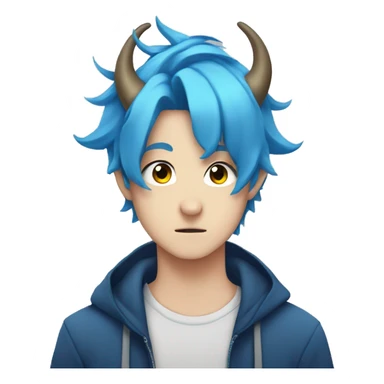 Anime boy with blue hair and Horns sticker