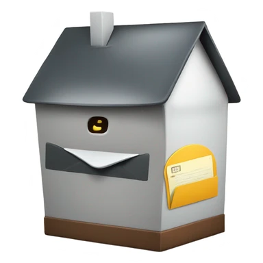 A very large house shaped like mailbox with the front flap open and a letter inside  sticker
