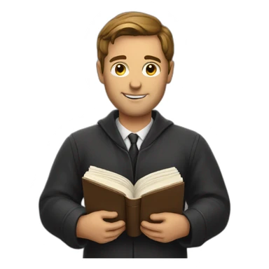 man holding a law book sticker