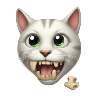 freaky moving cat with bone sticker