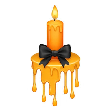 orange yellow candle, with black bow sticker