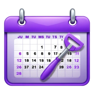 calendar icon with violet garden tools near. Transparent background sticker