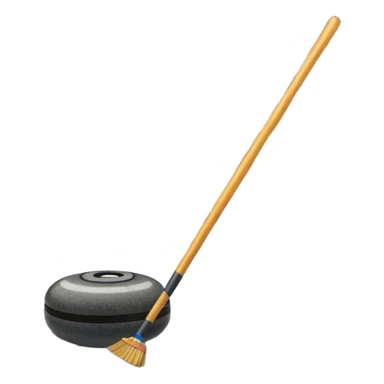 An icon showing a close-up of a curling stone sliding across the ice with a broom beside it. The scene is set in a brightly lit stadium, with detailed spectator stands in the background. Transparent background highlights the focus, skill, and atmosphere of the curling sport. sticker