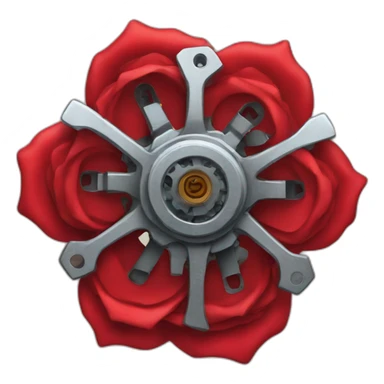 Red Rose in mechanical gear sticker
