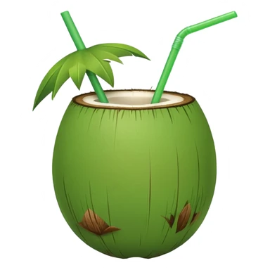 green coconut with straw sticker