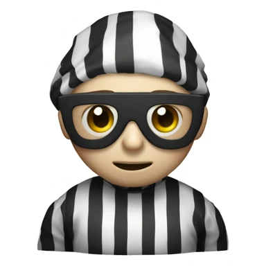 Bank robber, black and white striped shirt, eyemask, money sack sticker