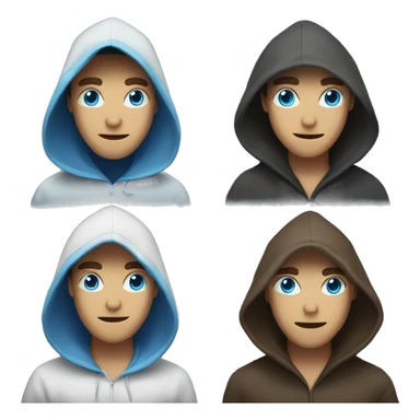 Hooded man, face mask, blue eyes, sticker