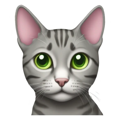 Grey tabby cat with pink nose and green eyes sticker
