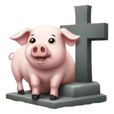 Pig next to a gravestone sticker
