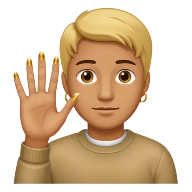 Man Tan skin hand with short gold nails sticker