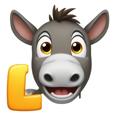 a donkey with a scared expression and making the letter L with its hand sticker