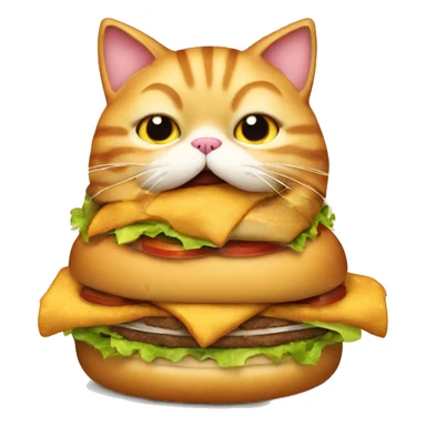 Fat Cat munching on a big burger sticker