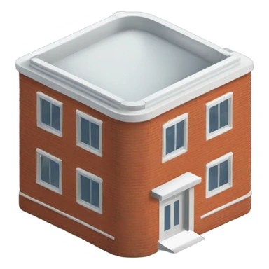 isometric curved redbrick single story meeting hall sticker