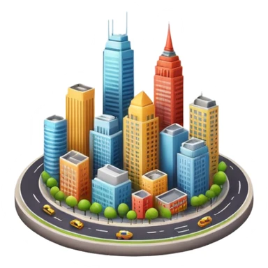 round emoji of a realistic city sticker