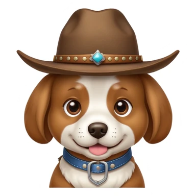 Dog wearing cowboy hat sticker