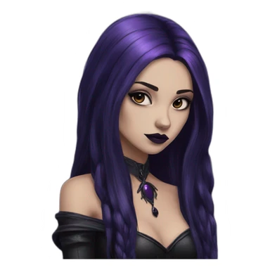 Raven Queen gothic girl long dark black and purple hair sticker
