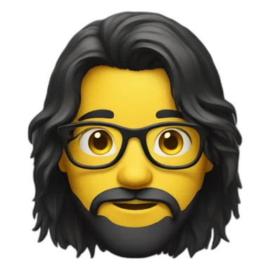 nerd emoji with black long hair only  yellow face and no body sticker