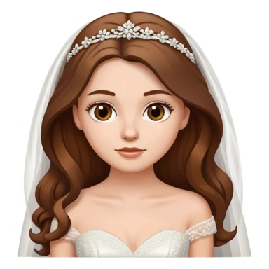 White girl with long brown hair in wedding dress sticker