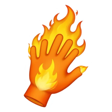 fire emoji with arm behind it behind it sticker