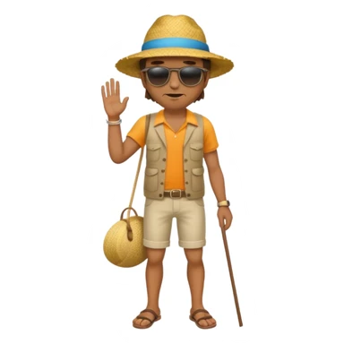 full body man with strow hat sticker