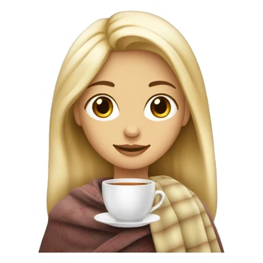 Blond girl with a tea and a blancket sticker