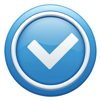 a small, round blue badge with a white check mark in the center, similar in style to the verification badge seen on social media sticker
