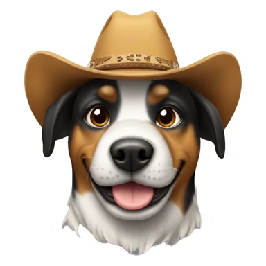 A dog with a cowboy hat sticker