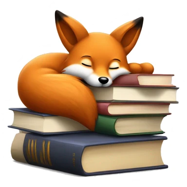 A little fox sleeps surrounded by books. Image weight up to 128 KB sticker
