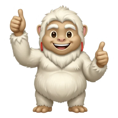 yeti, full body, full fur, thumbs up, smiling, winking sticker