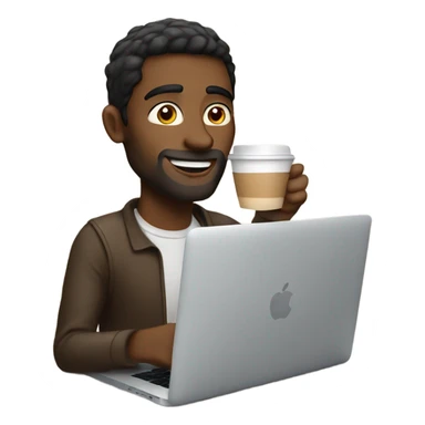 A guy drinking coffee and using his MacBook  sticker