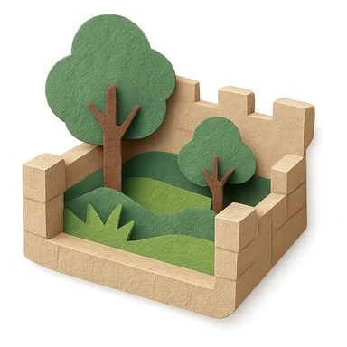 walled garden with layered paper textures sticker