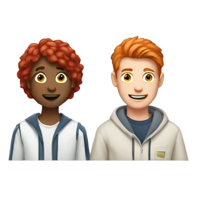 Two college boys and one college aged girl with red hair  sticker