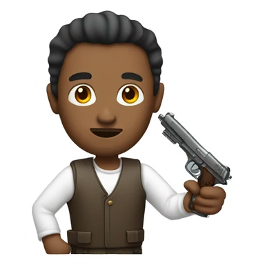 Man with tiny gun sticker