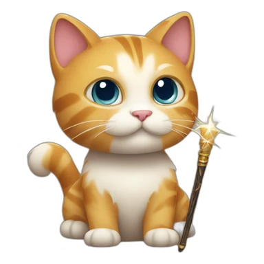 a cat with a wand sticker