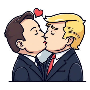 Trump kissing Elon mudk sticker