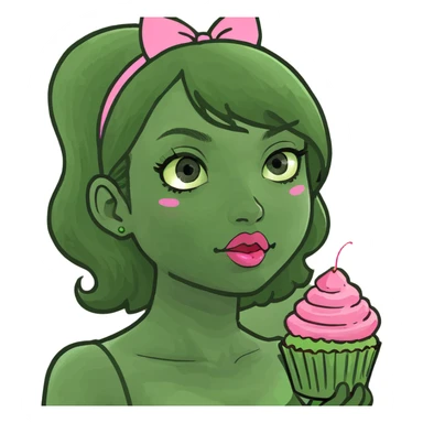 kawaii girl with pink cupcake sticker